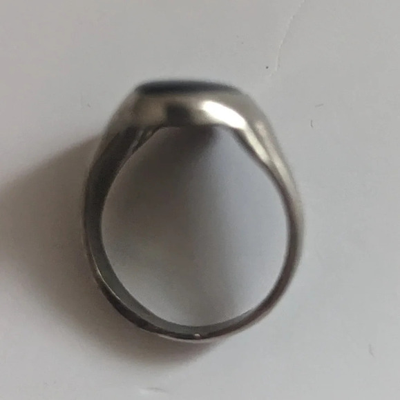 2pc Black Beaded  Rosary Necklace & Black Onyx Style Gemstone Ring - Picture 5 of 7